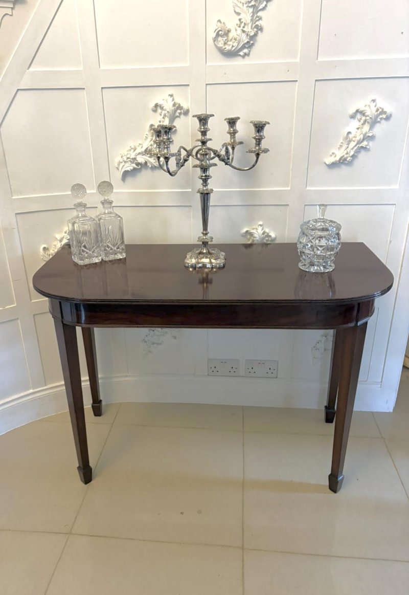 Antique Georgian Mahogany Demi Lune Console Table - Image 2